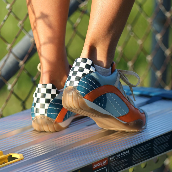 Women's Racing Sneaker in Blue and Orange