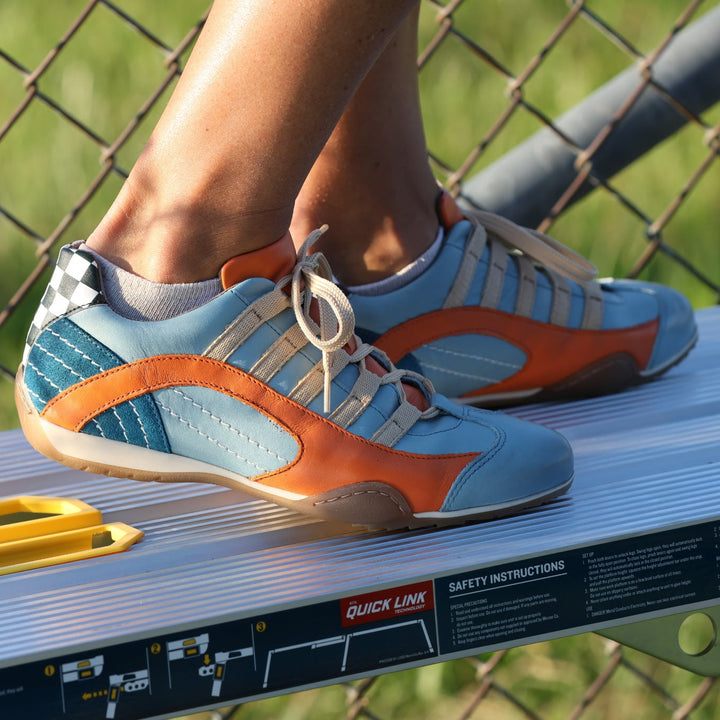 Women's Racing Sneaker in Blue and Orange