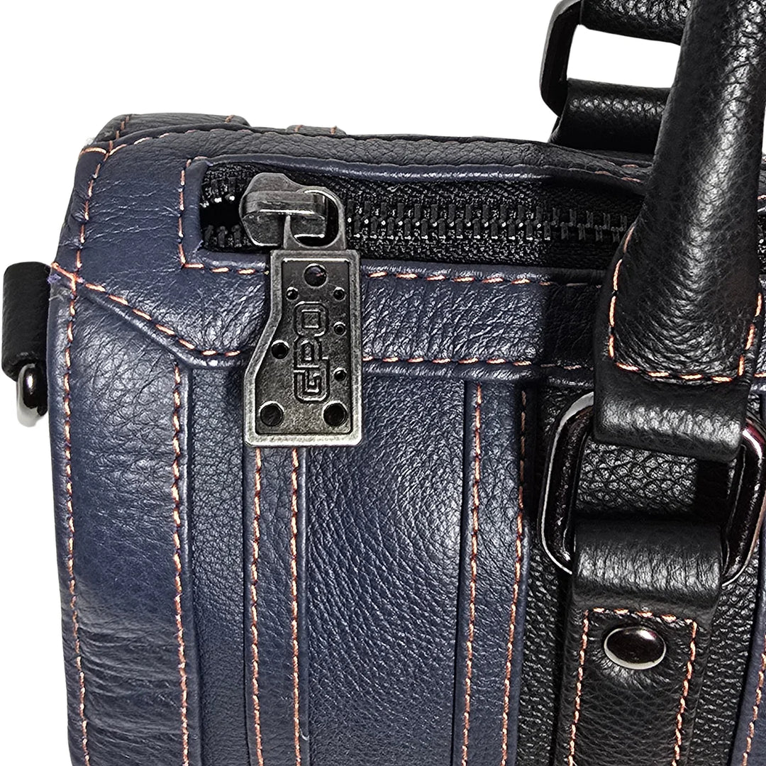 Women's Gulf Leather Pop-the-Clutch Handbag in Navy