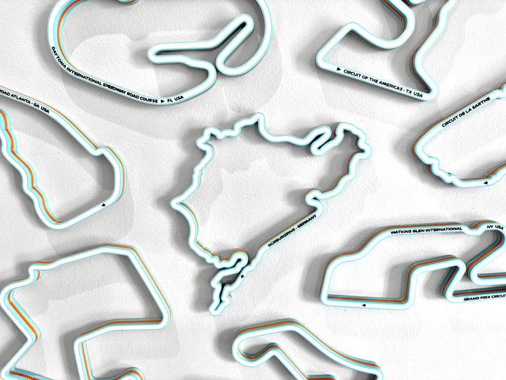 Track Maps - set of 5 in Gulf Blue