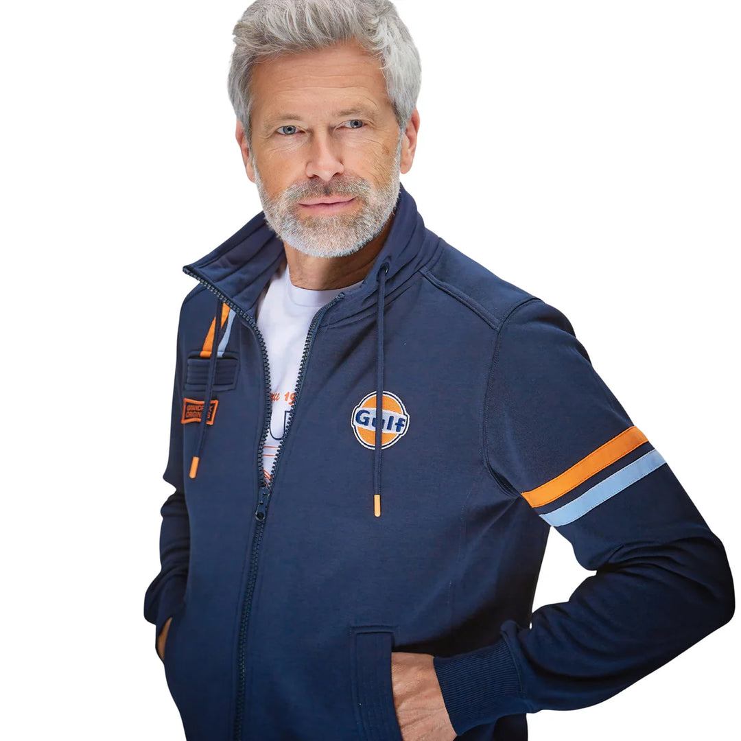 Gulf Hybrid Cotton Zip Jacket in Navy