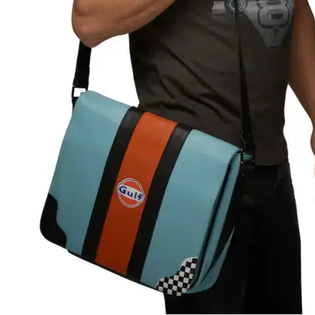 Gulf Leather Silverstone Messenger Bag in Gulf Blue