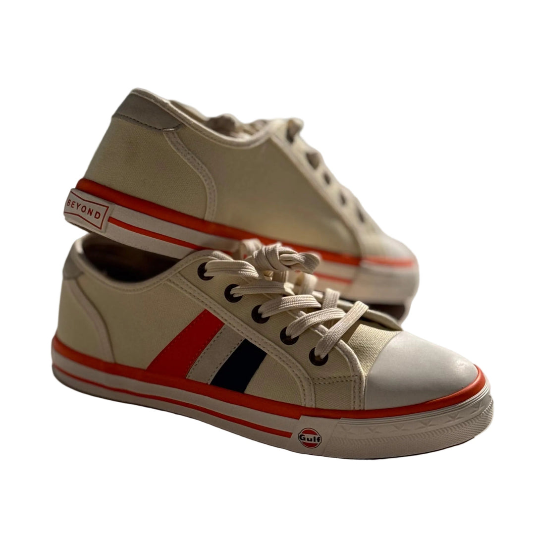 Women's Gulf Low-Top Canvas Sneakers in Cream Striped