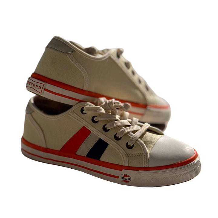 Women's Gulf Low-Top Canvas Sneakers in Cream Striped