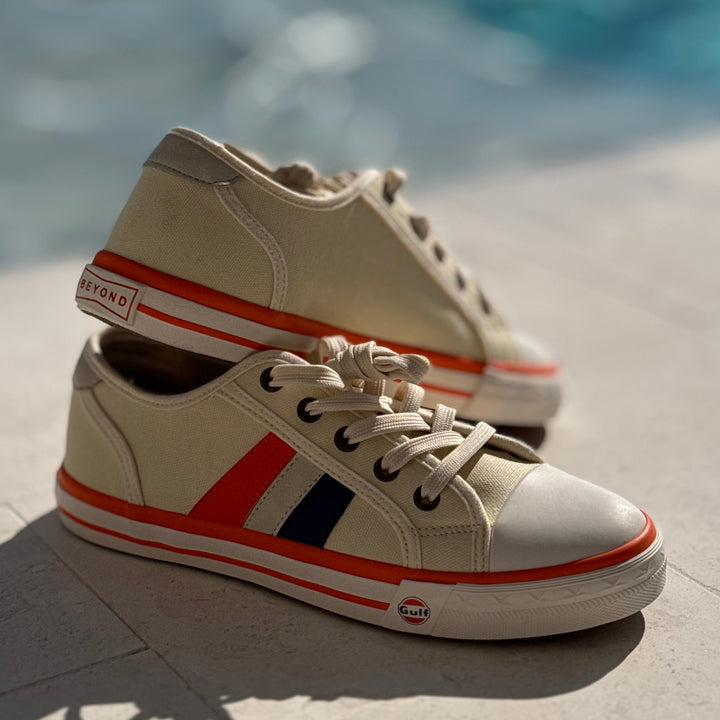 Women's Gulf Low-Top Canvas Sneakers in Cream Striped