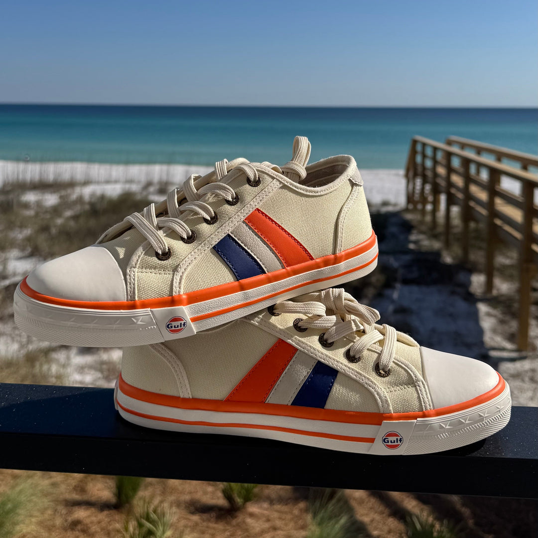 Women's Gulf Low-Top Canvas Sneakers in Cream Striped