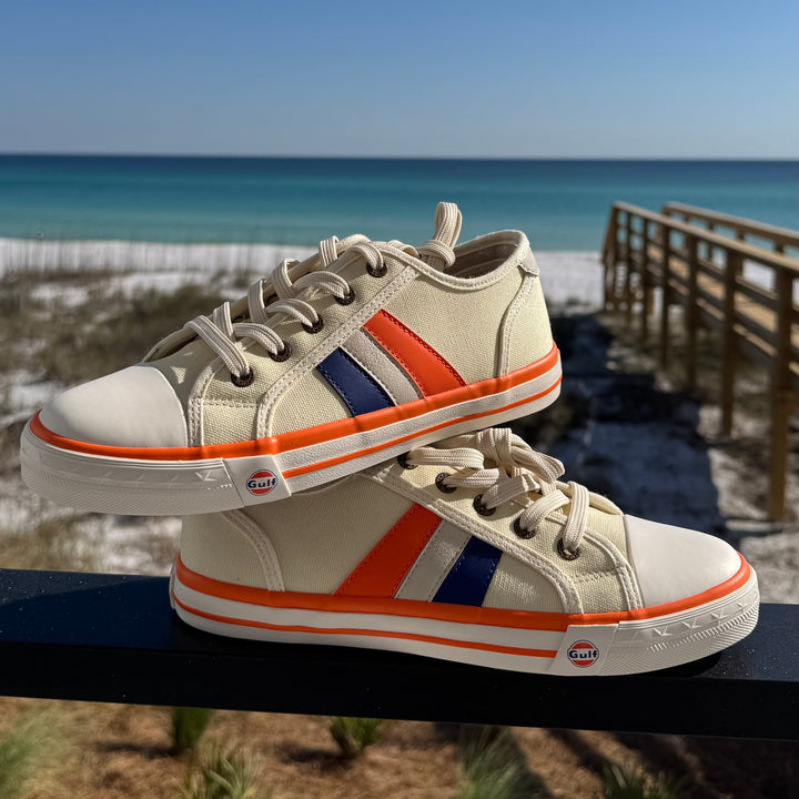 Women's Gulf Low-Top Canvas Sneakers in Cream Striped