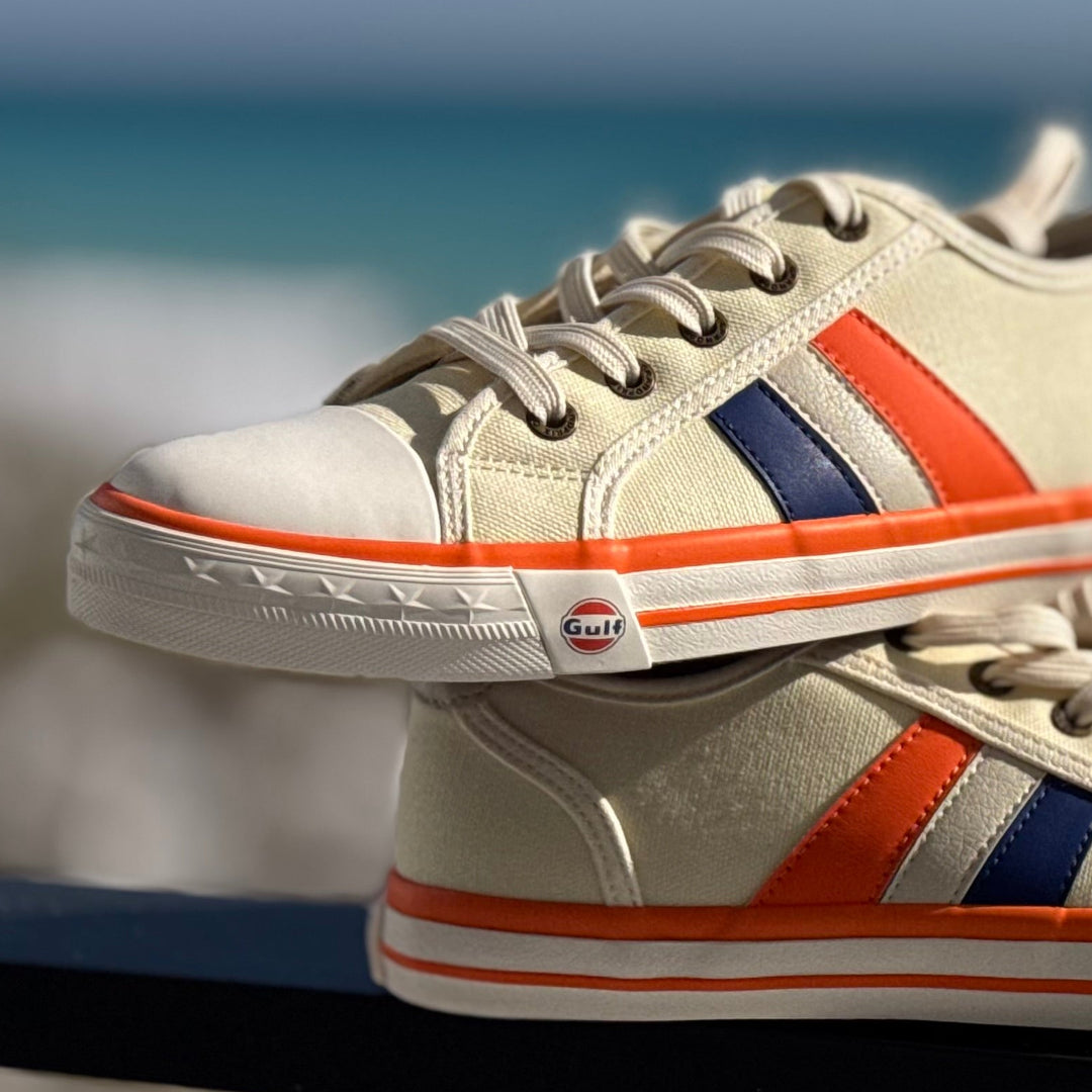 Women's Gulf Low-Top Canvas Sneakers in Cream Striped
