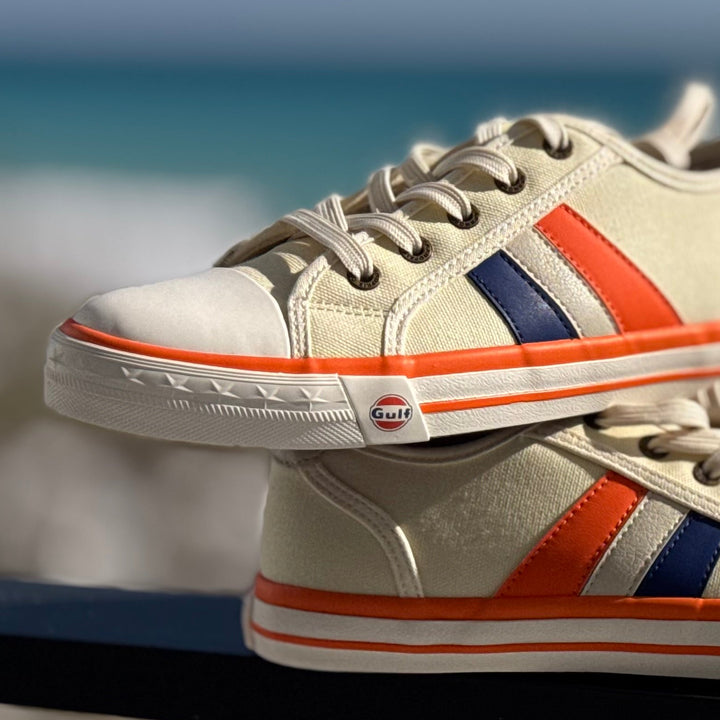 Women's Gulf Low-Top Canvas Sneakers in Cream Striped