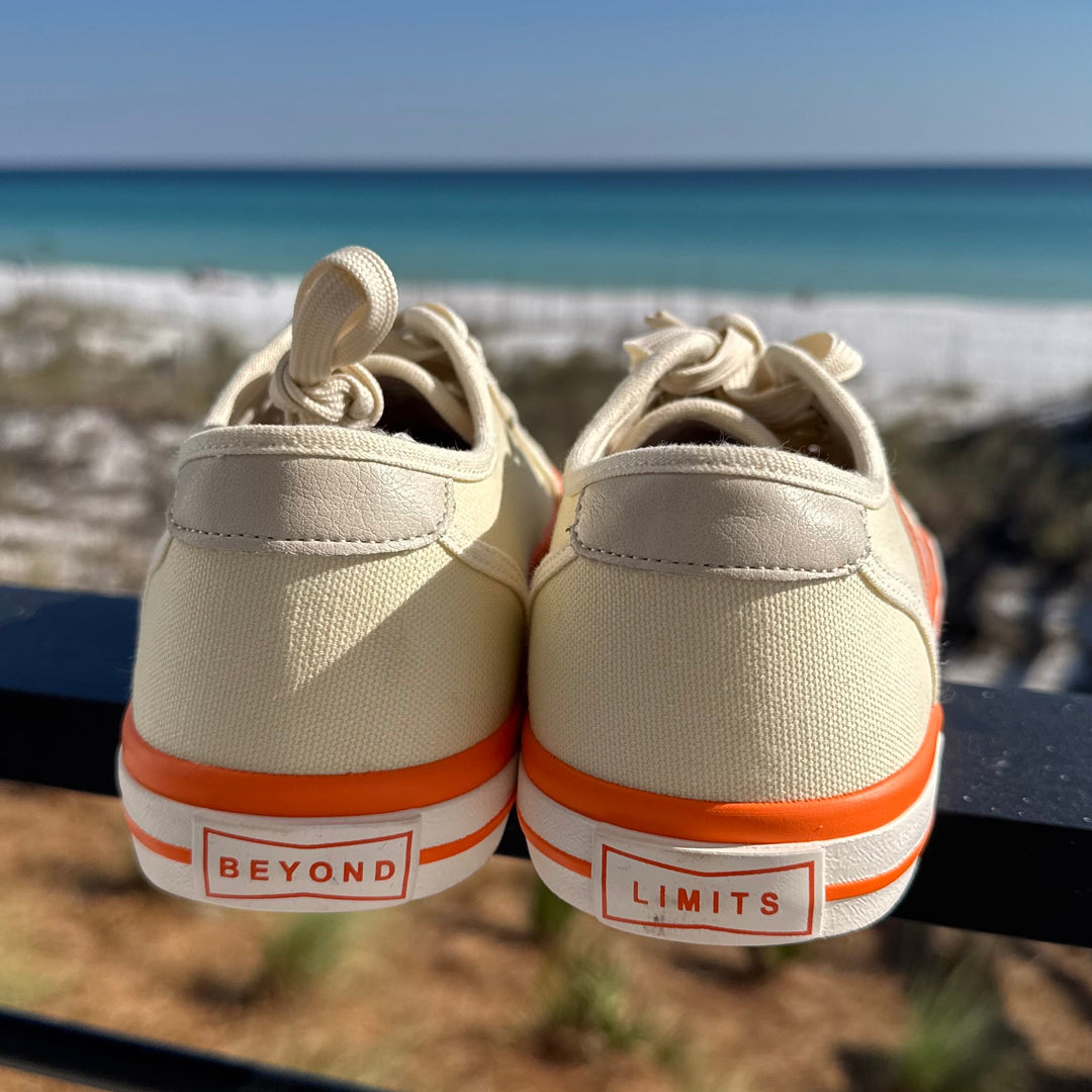Women's Gulf Low-Top Canvas Sneakers in Cream Striped