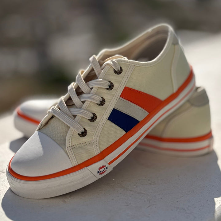 Women's Gulf Low-Top Canvas Sneakers in Cream Striped
