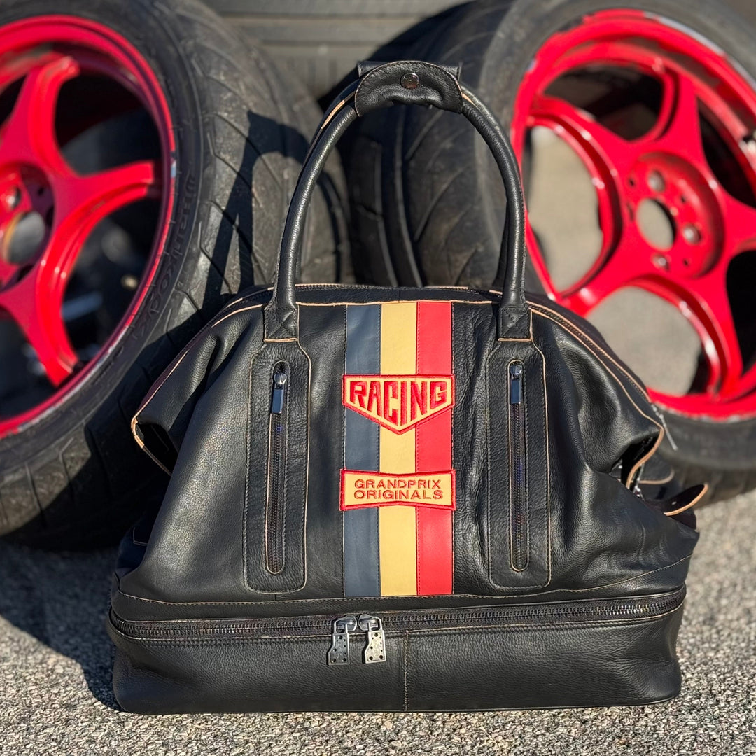 Vintage Leather Track Sport Dual-Compartment Bag