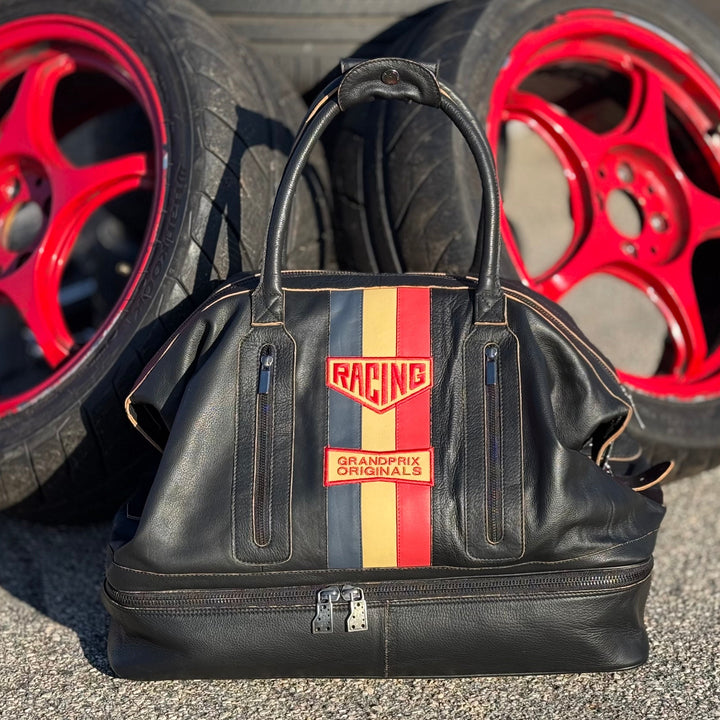 Vintage Leather Track Sport Dual-Compartment Bag