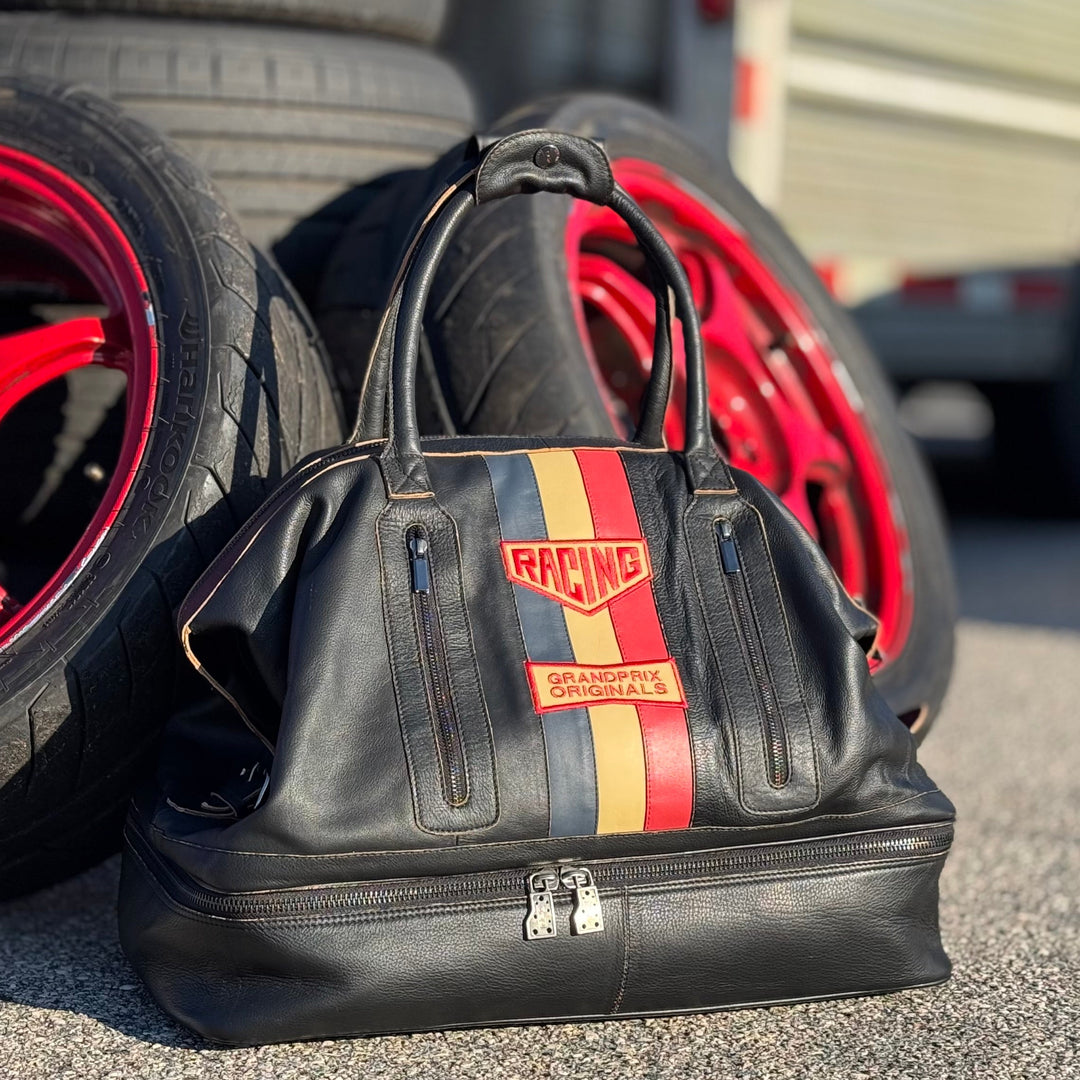 Vintage Leather Track Sport Dual-Compartment Bag