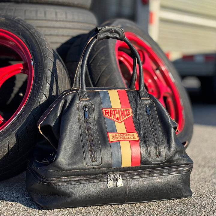 Vintage Leather Track Sport Dual-Compartment Bag