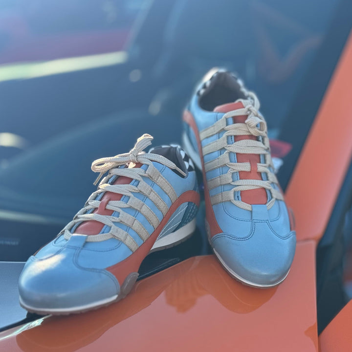 Women's Racing Sneaker in Blue and Orange