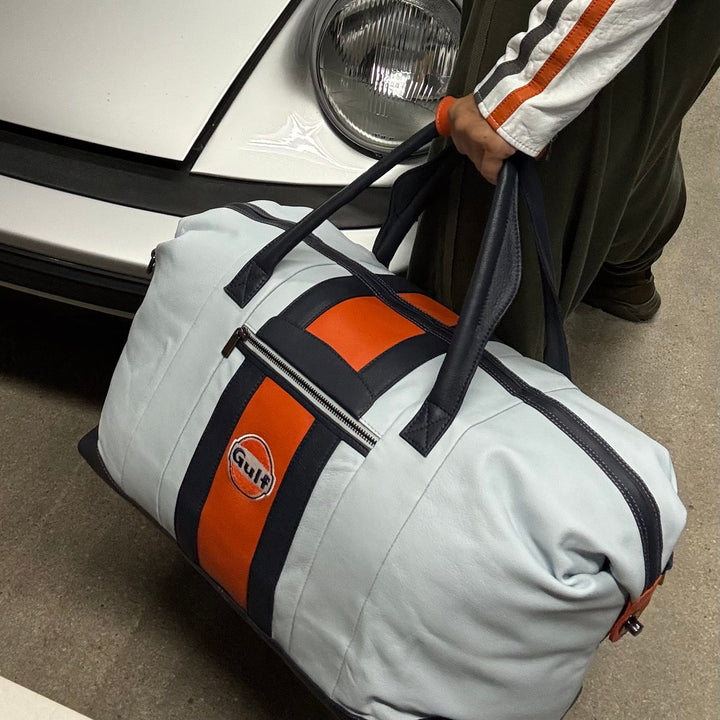 Gulf Leather Duffel Bag in Heritage Gulf Blue