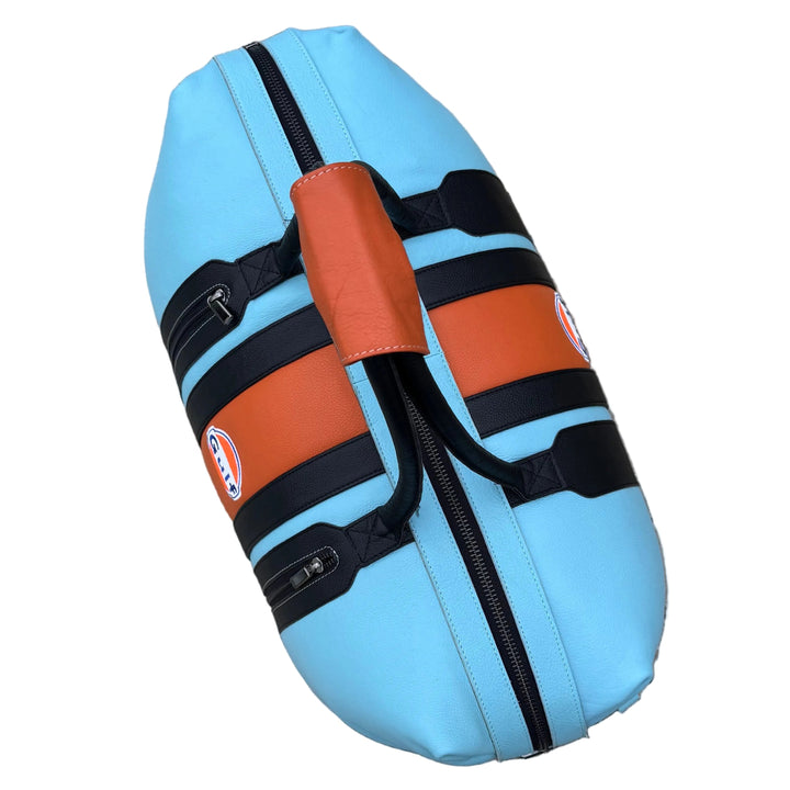 Gulf Leather Track Sport Dual-Compartment Bag in Gulf Blue