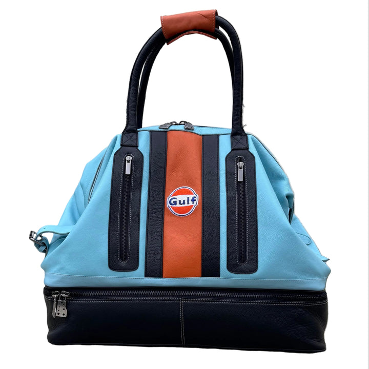 Gulf Leather Track Sport Dual-Compartment Bag in Gulf Blue