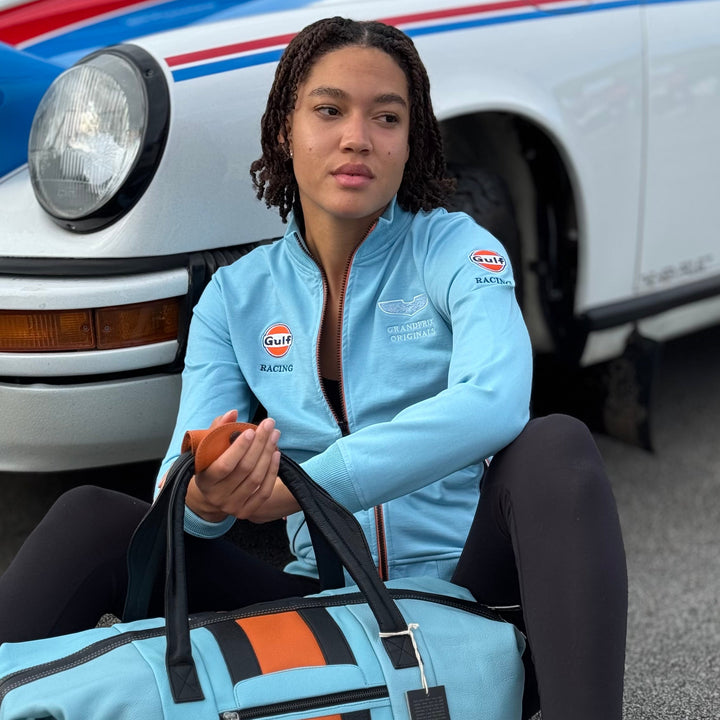 Women's Gulf Raceway Cotton Zip Jacket in Gulf Blue