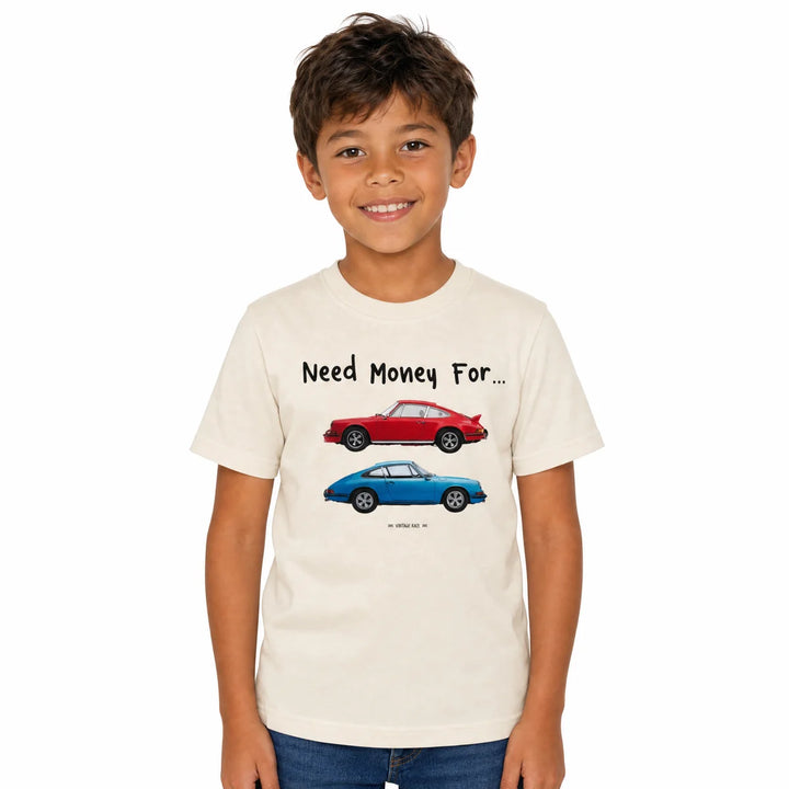 Kids Need Money for Cars T-Shirt in Cream
