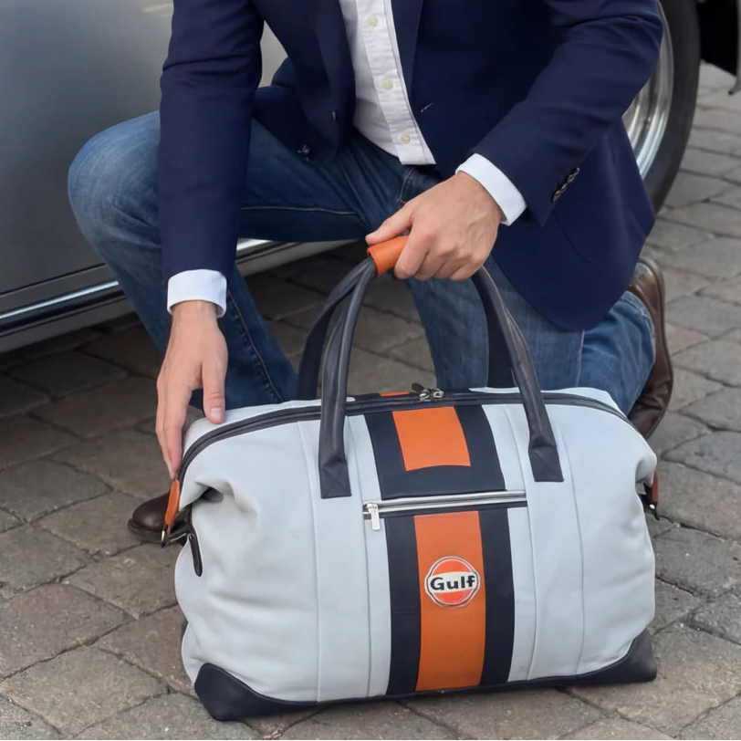 Gulf Leather Duffel Bag in Heritage Gulf Blue