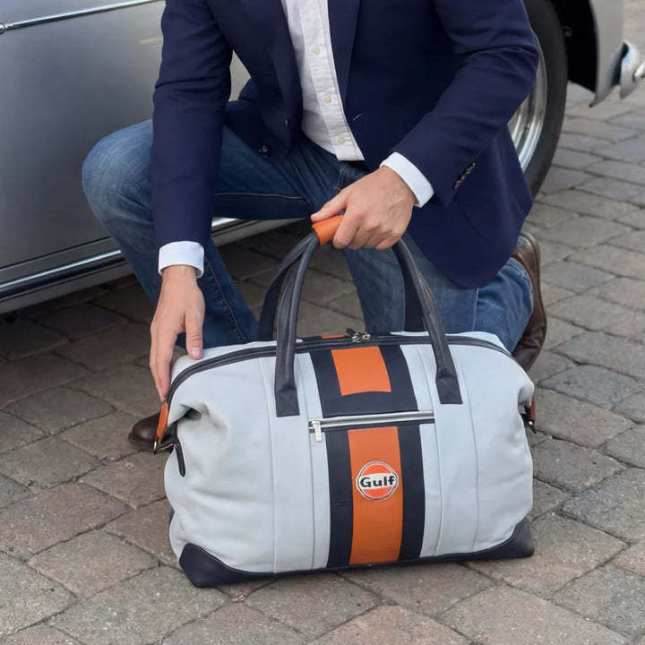 Gulf Leather Duffel Bag in Heritage Gulf Blue