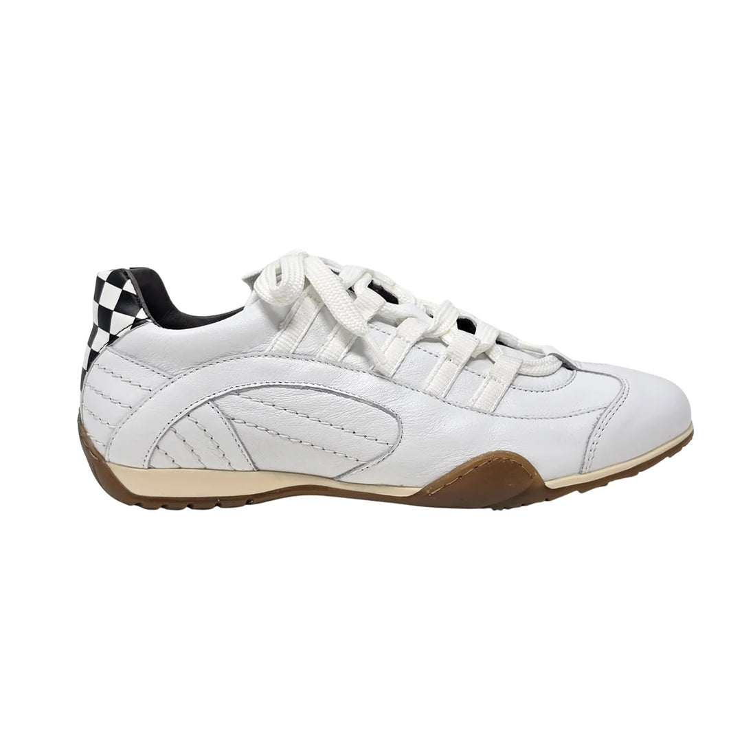 Women's Racing Sneaker in White v2 with Natural Sole