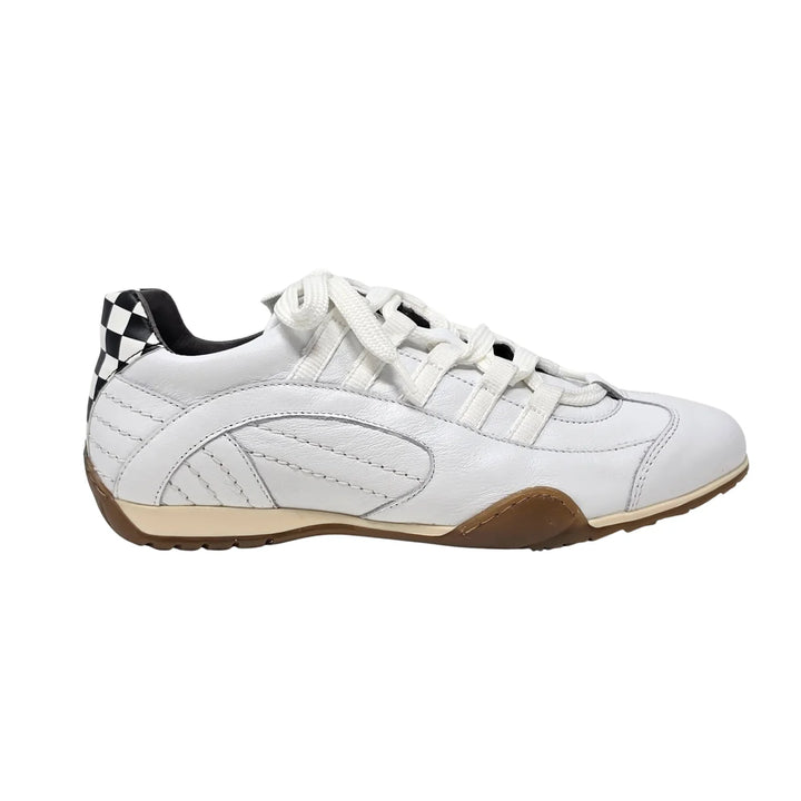 Women's Racing Sneaker in White v2 with Natural Sole