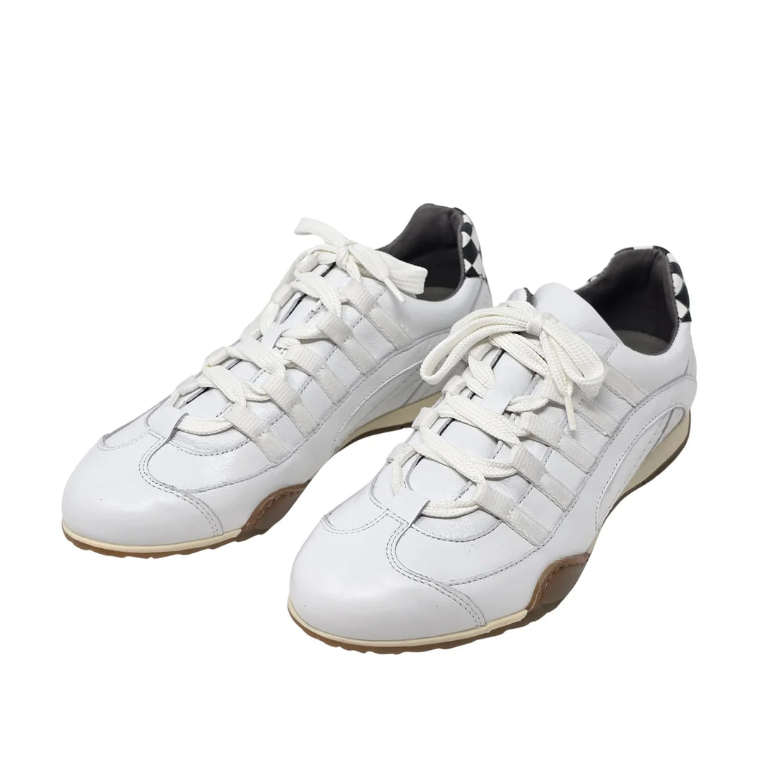 Women's Racing Sneaker in White v2 with Natural Sole