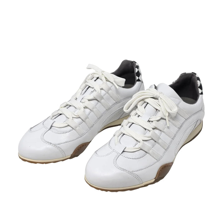 Women's Racing Sneaker in White v2 with Natural Sole