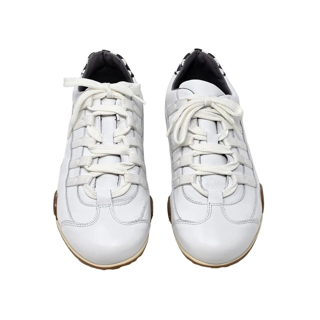 Women's Racing Sneaker in White v2 with Natural Sole
