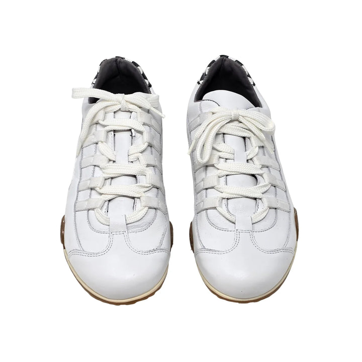 Women's Racing Sneaker in White v2 with Natural Sole