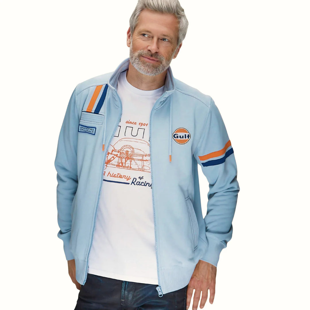 Gulf Hybrid Cotton Zip Jacket in Light Blue