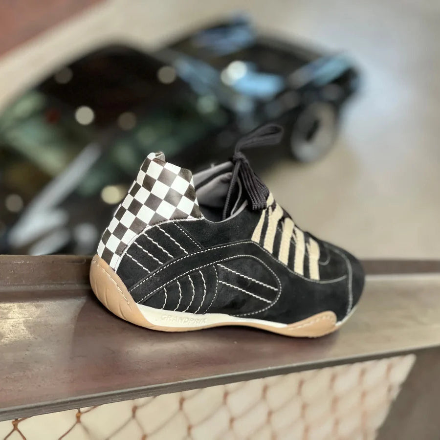 Men's Racing Sneaker in Black & Gold