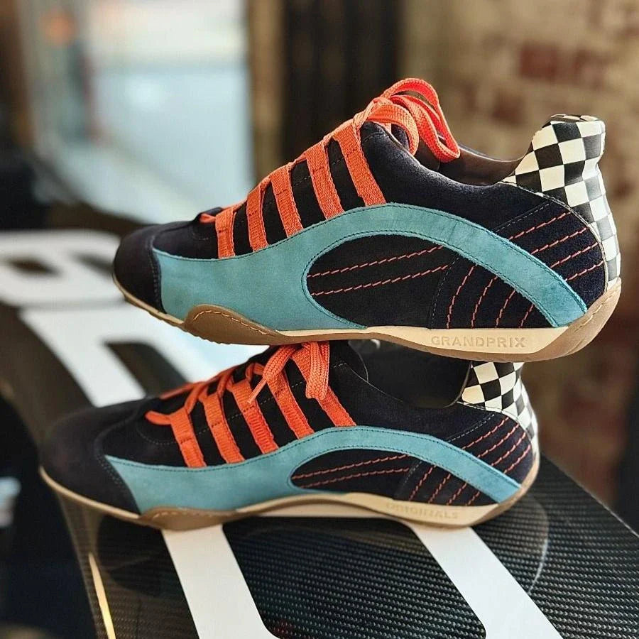 Women's Racing Sneaker in Blue Suede