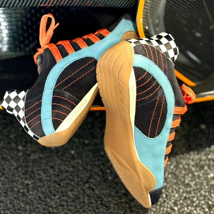 Women's Racing Sneaker in Blue Suede