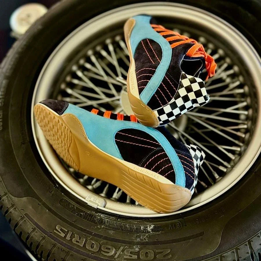 Women's Racing Sneaker in Blue Suede