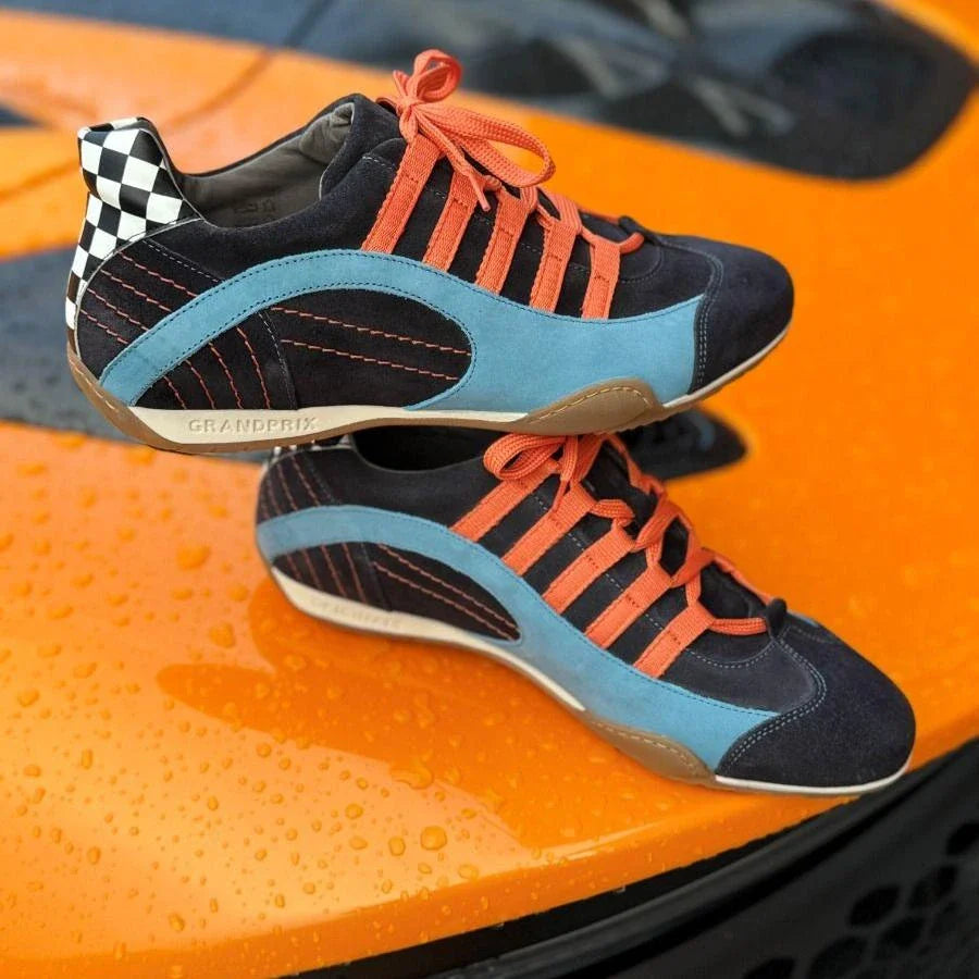 Women's Racing Sneaker in Blue Suede