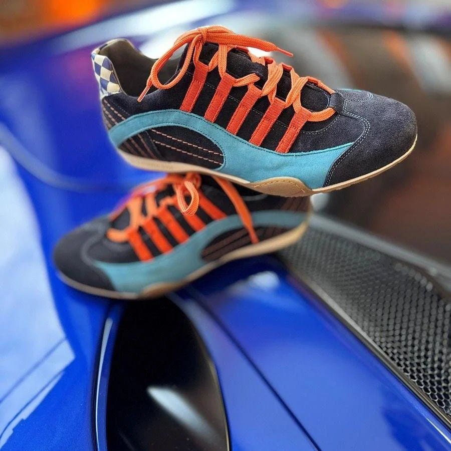 Women's Racing Sneaker in Blue Suede
