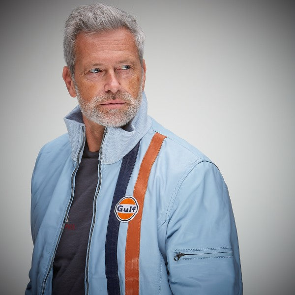 **NEW** Gulf Roadmaster Lambskin Leather Jacket in Light Blue