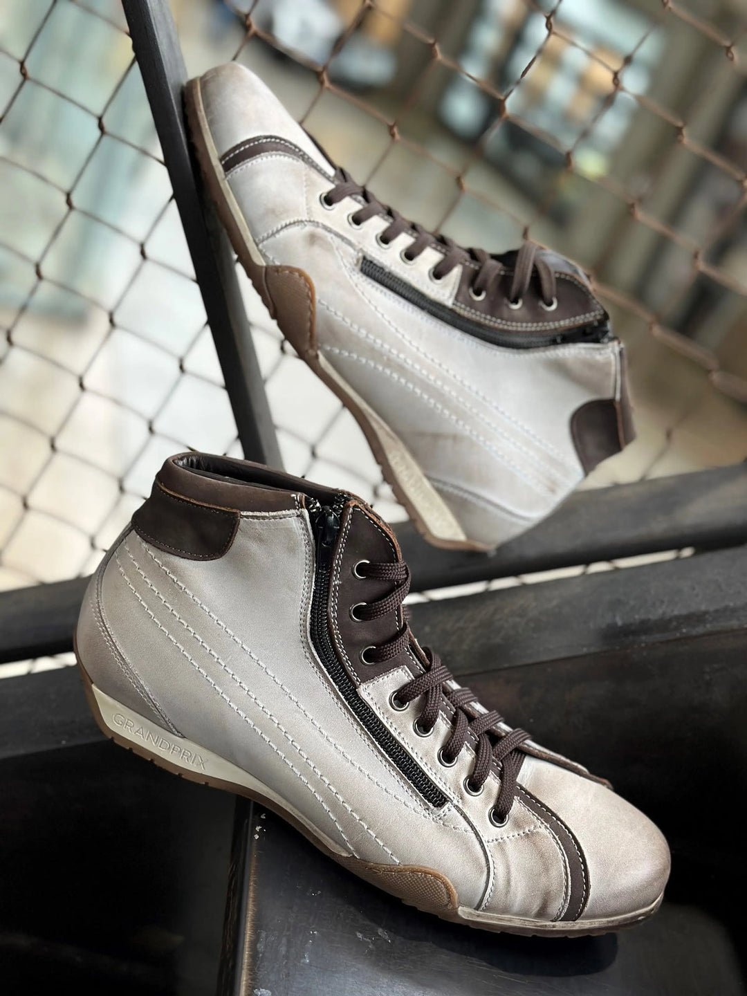 Men's GrandPrix High-Top Sneaker in Off White