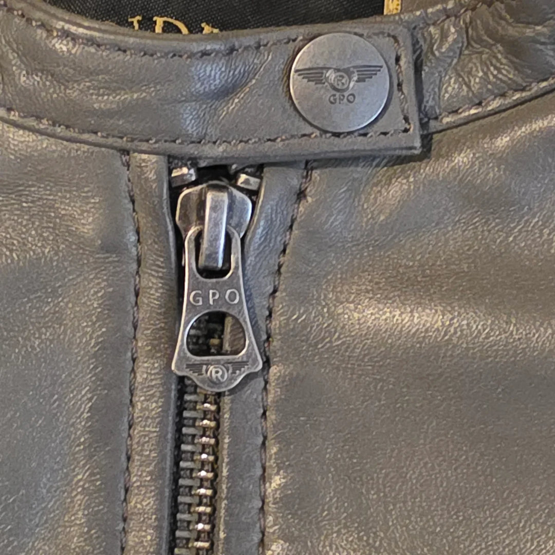 Women's Lambskin Leather Racing Jacket in Classic Gunmetal Grey