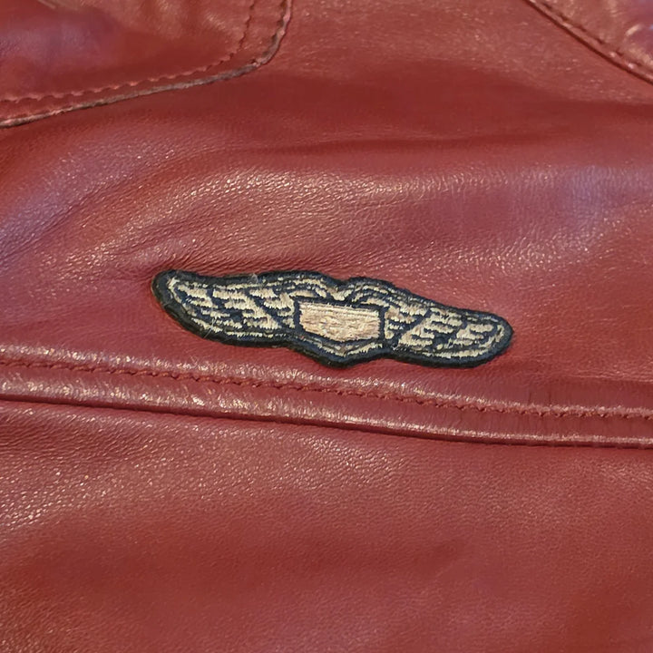 Women's Lambskin Leather Racing Jacket in Classic Oxblood Red