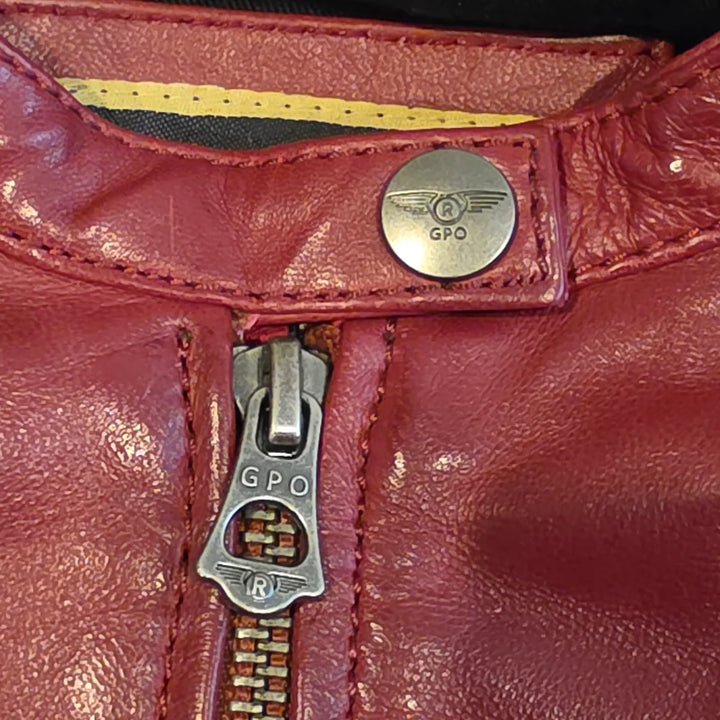 Women's Lambskin Leather Racing Jacket in Classic Oxblood Red